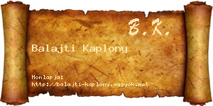 Balajti Kaplony névjegykártya